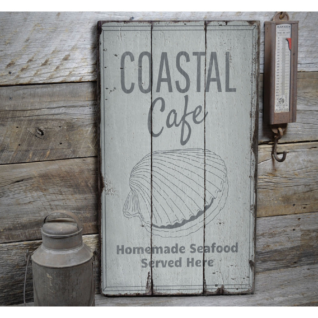 Coastal Cafe Rustic Wood Sign