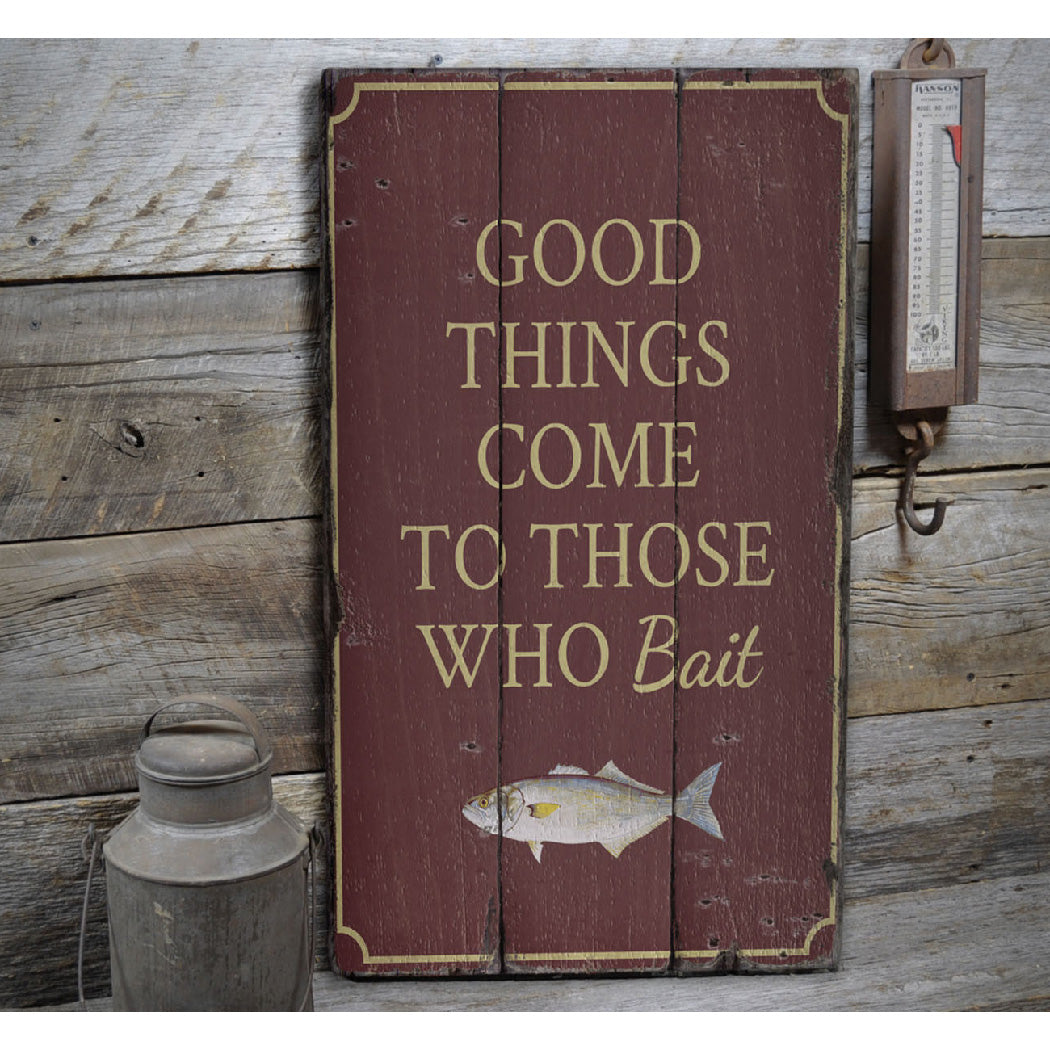 Fisherman Man Cave Rustic Wood Sign