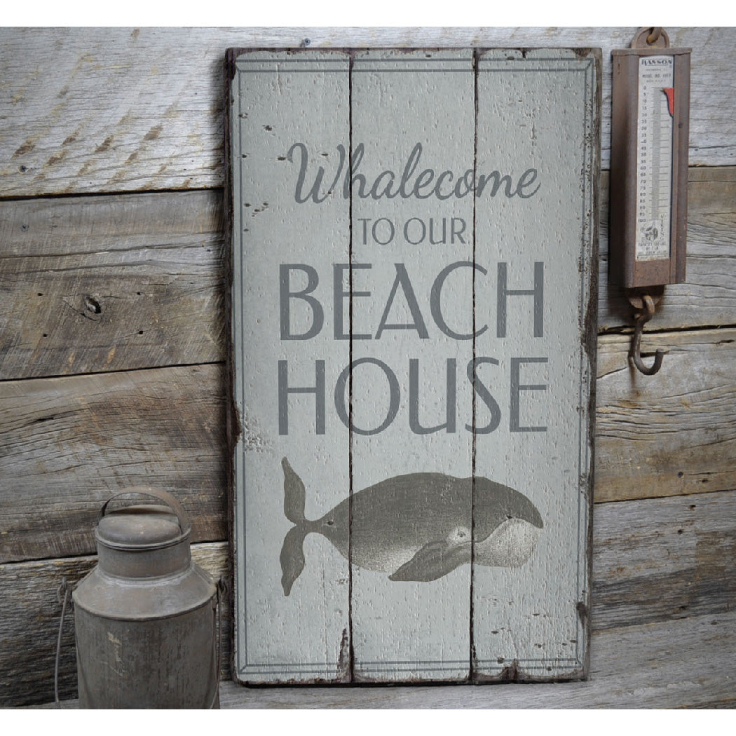 Funny Whale Rustic Wood Sign