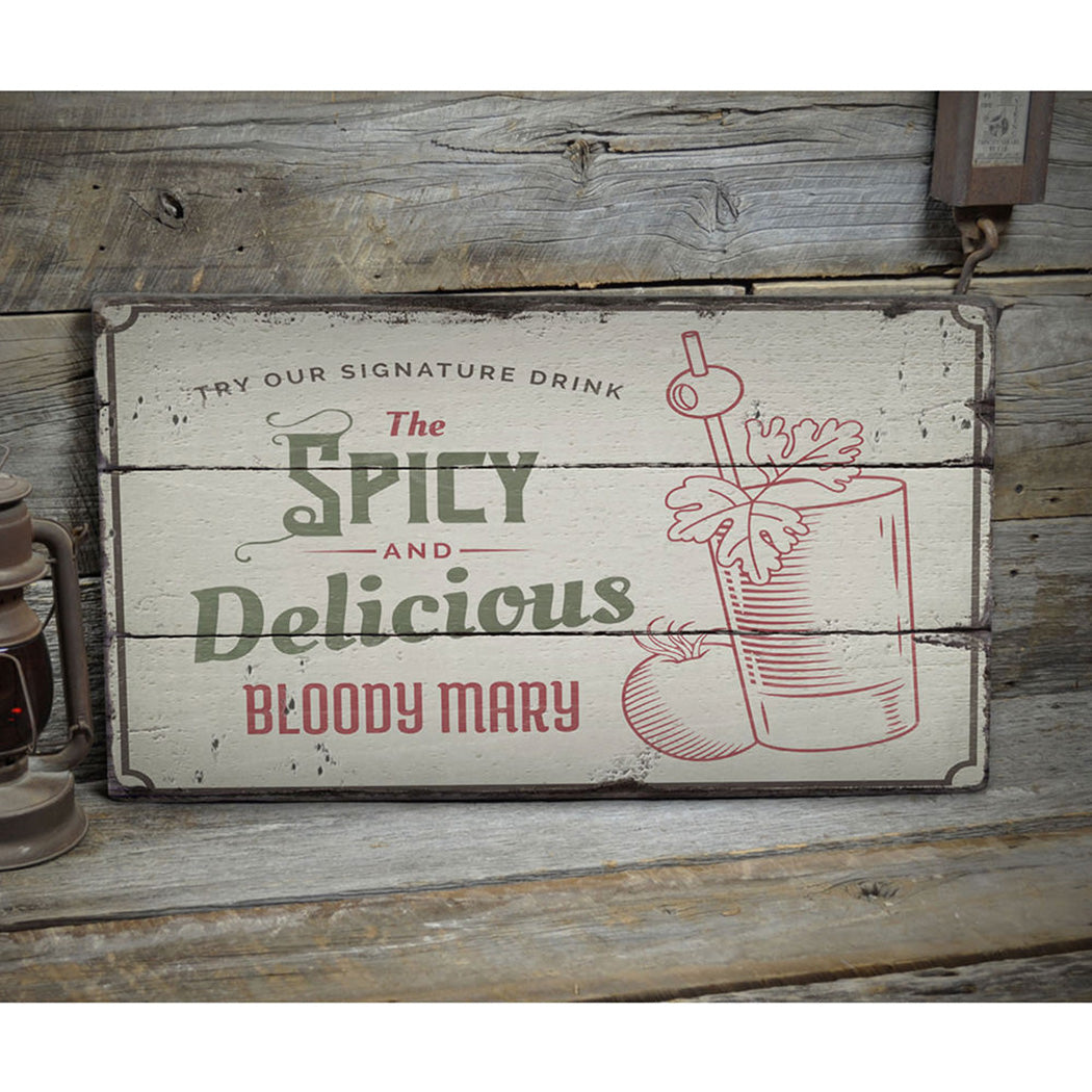 Bloody Mary Rustic Wood Sign