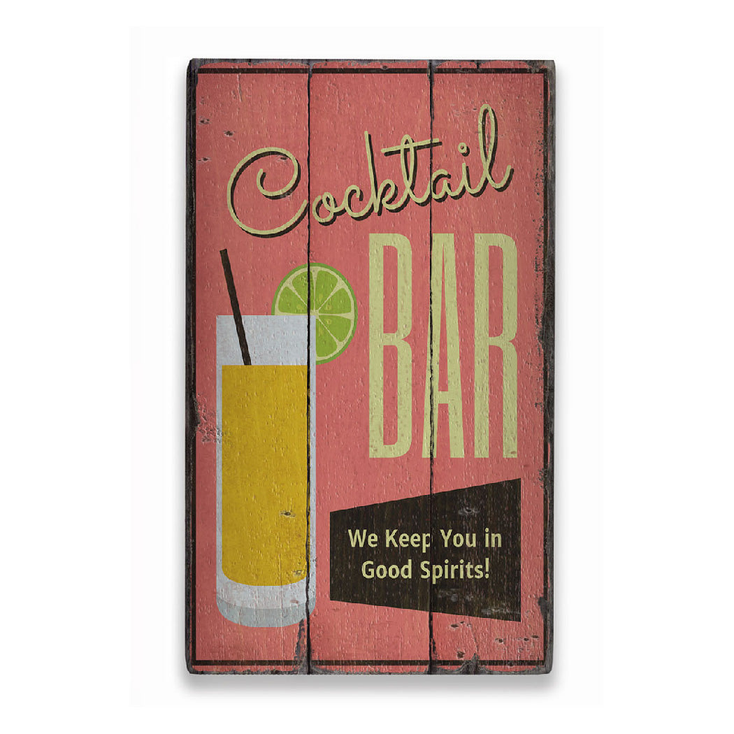 Cocktail Bar Rustic Wood Sign