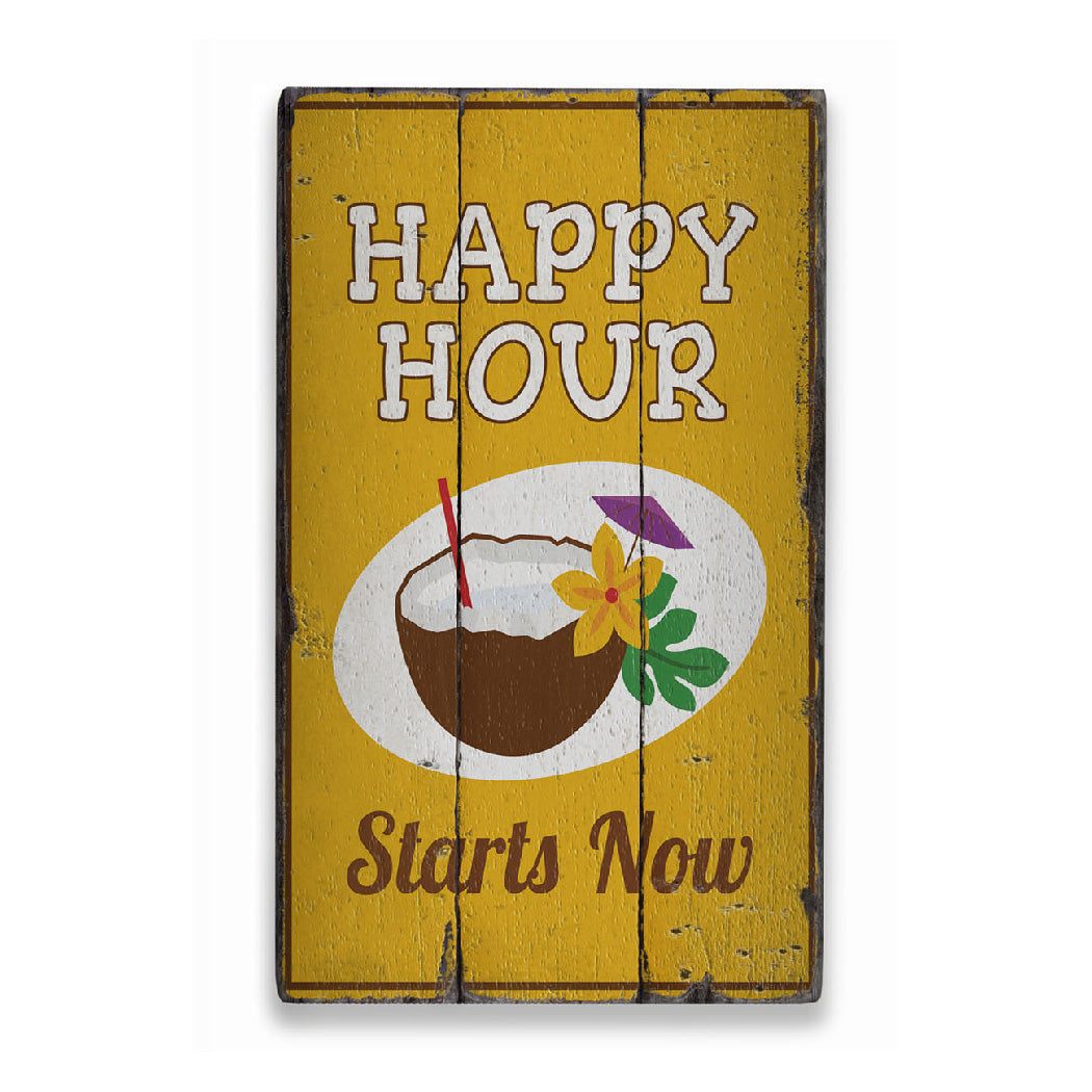 Happy Hour Rustic Wood Sign