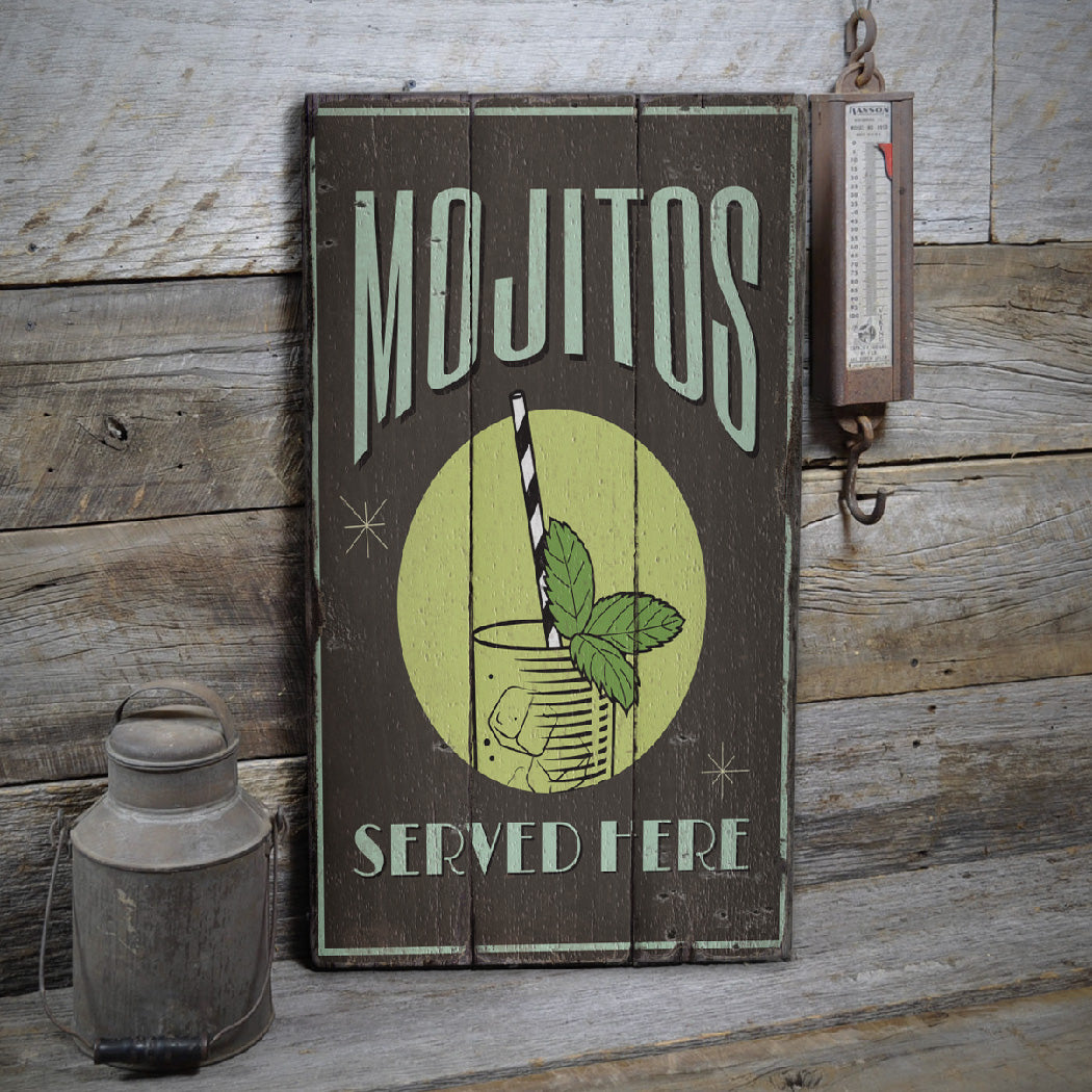 Mojitos Rustic Wood Sign