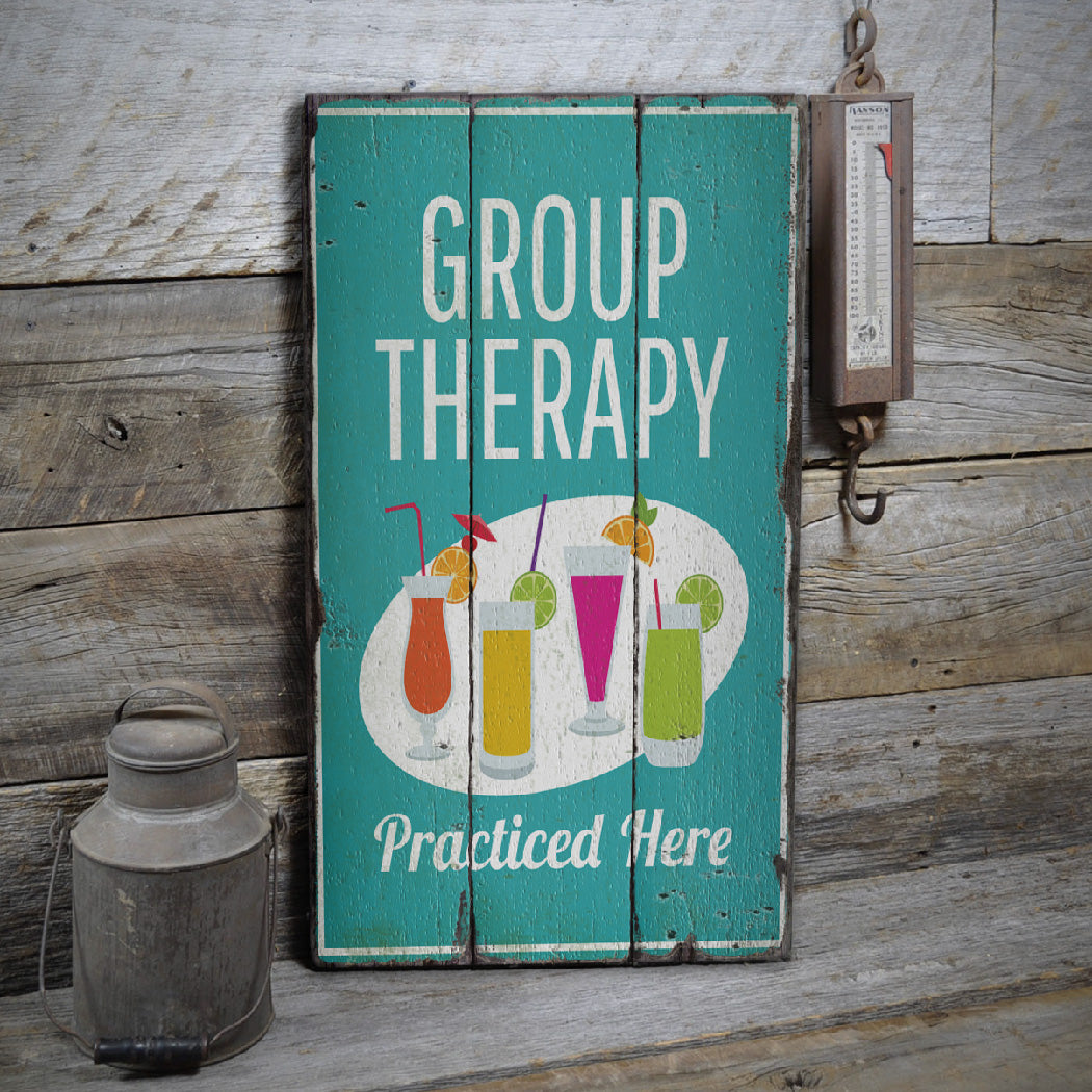 Group Therapy Rustic Wood Sign