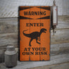 Dinosaur Warning Rustic Wood Sign