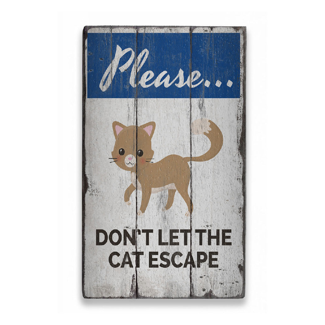 Cat Warning Rustic Wood Sign