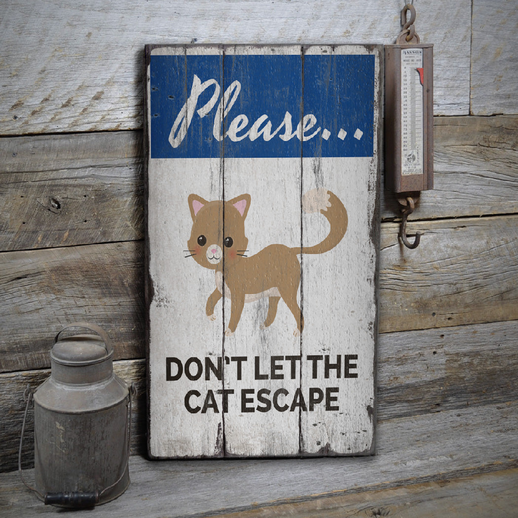 Cat Warning Rustic Wood Sign