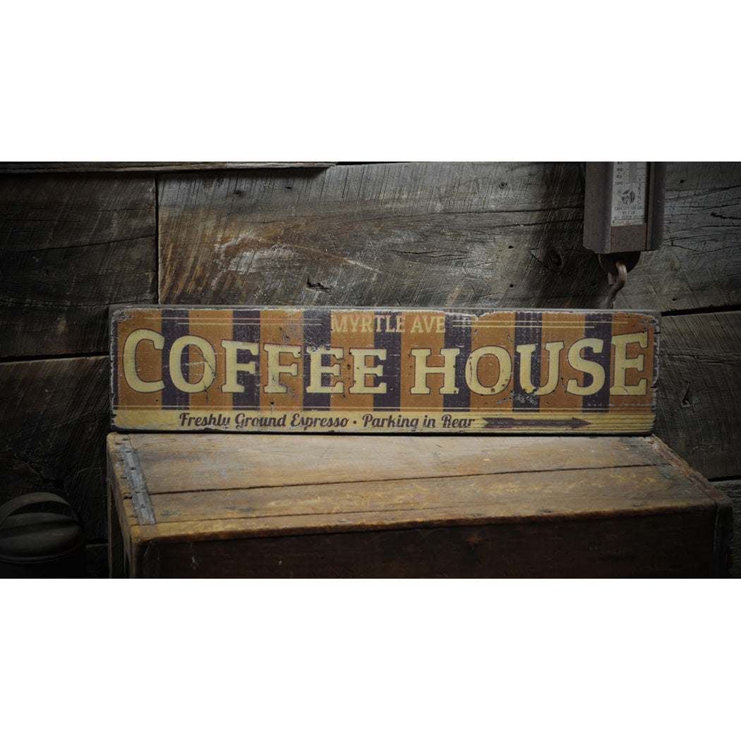 Coffee House Retro Rustic Wood Sign