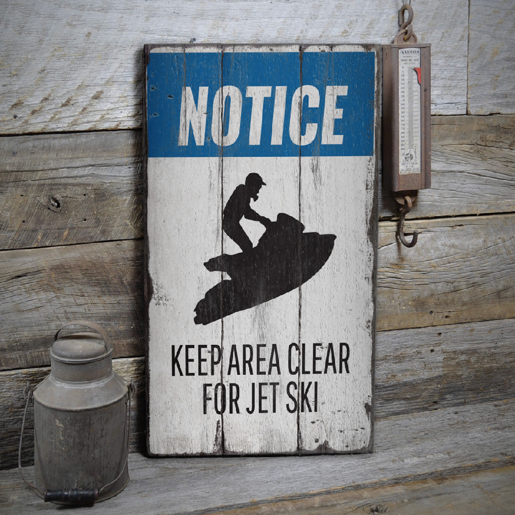 Jet Ski Notice Rustic Wood Sign