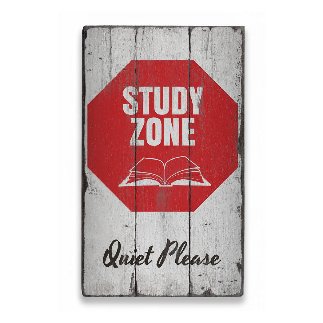 Study Zone Rustic Wood Sign