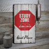 Study Zone Rustic Wood Sign