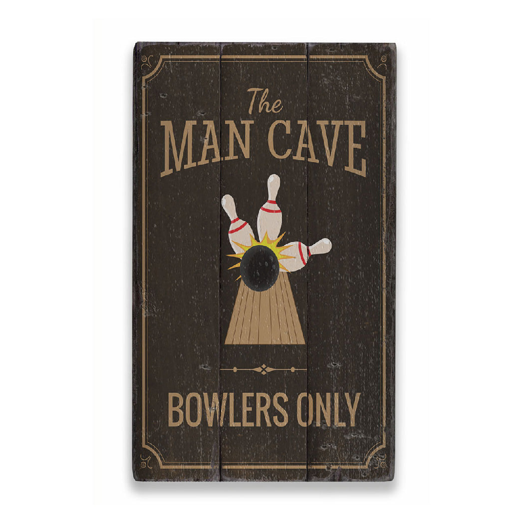 Bowler Man Cave Rustic Wood Sign