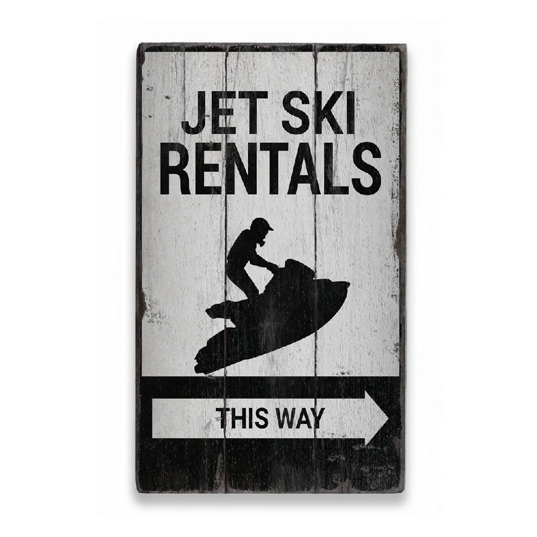 Jet Ski Rentals This Way Rustic Wood Sign