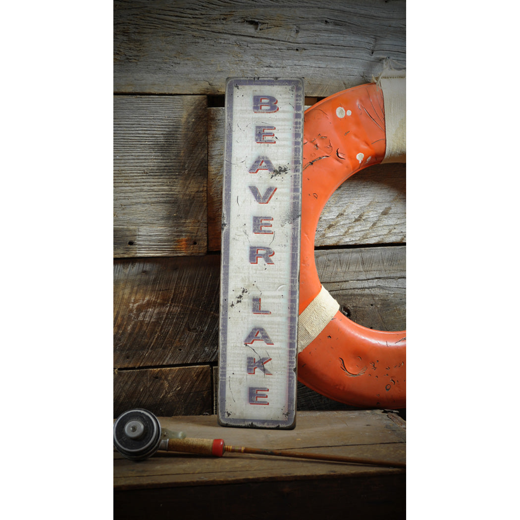 Vertical Lake House Rustic Wood Sign