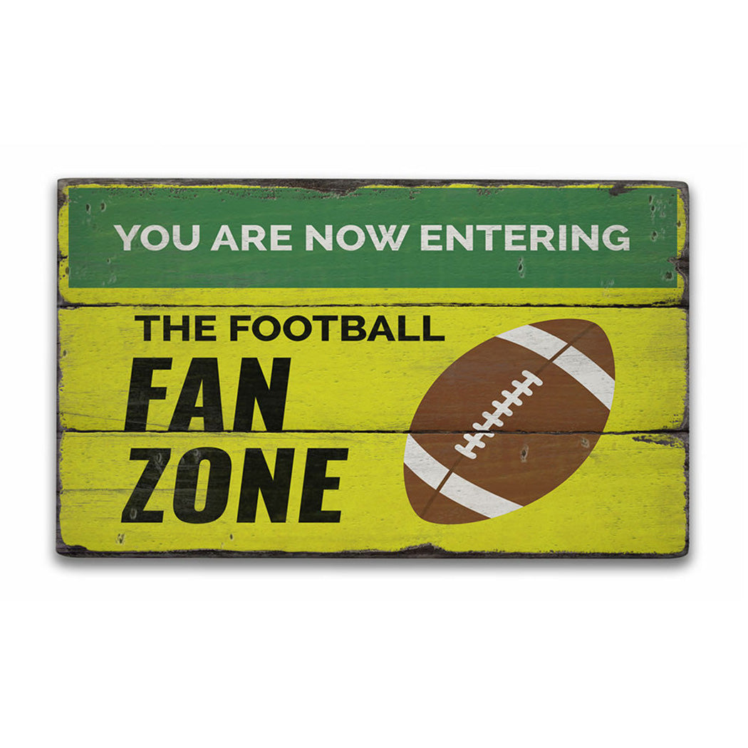 The Football Fan Zone Rustic Wood Sign