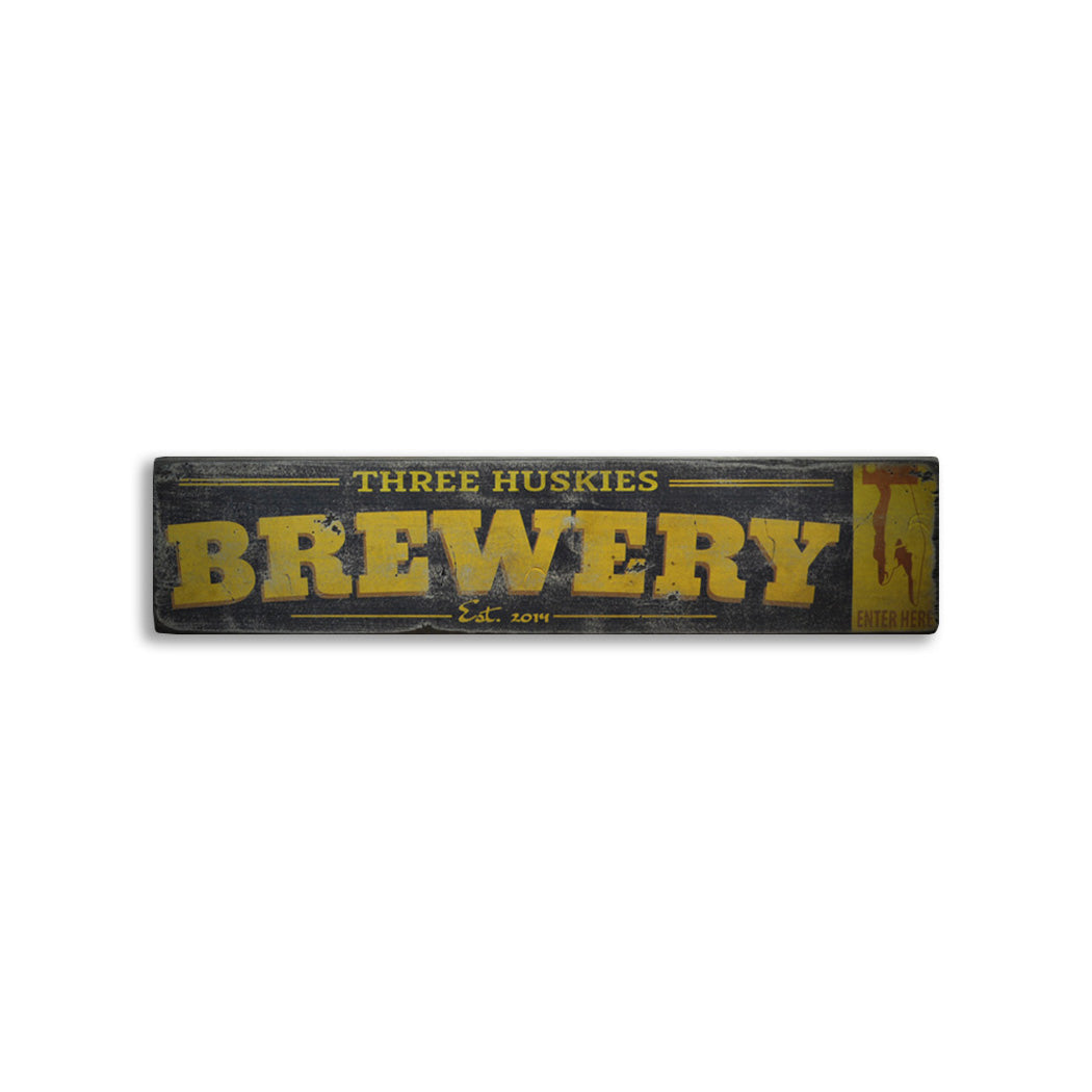 Brewery Arrow Down Rustic Wood Sign