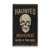 Haunted House Skull Rustic Wood Sign