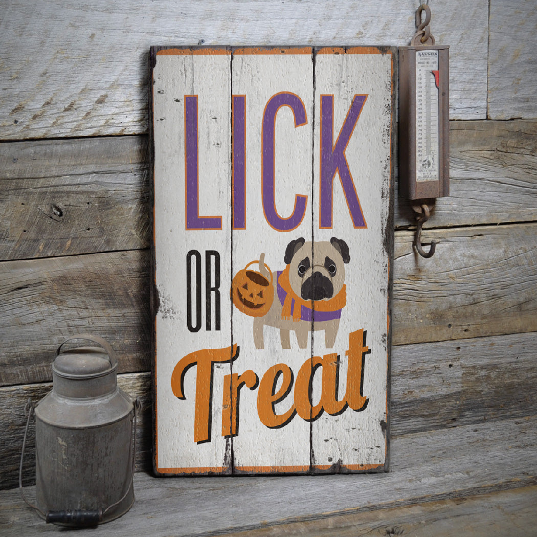 Lick or Treat Rustic Wood Sign