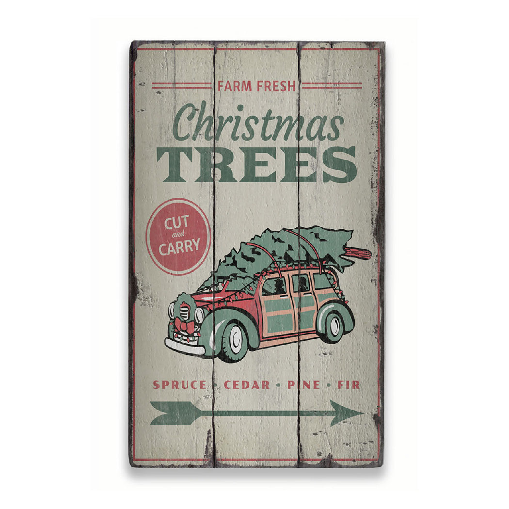 Farm Fresh Christmas Trees Rustic Wood Sign