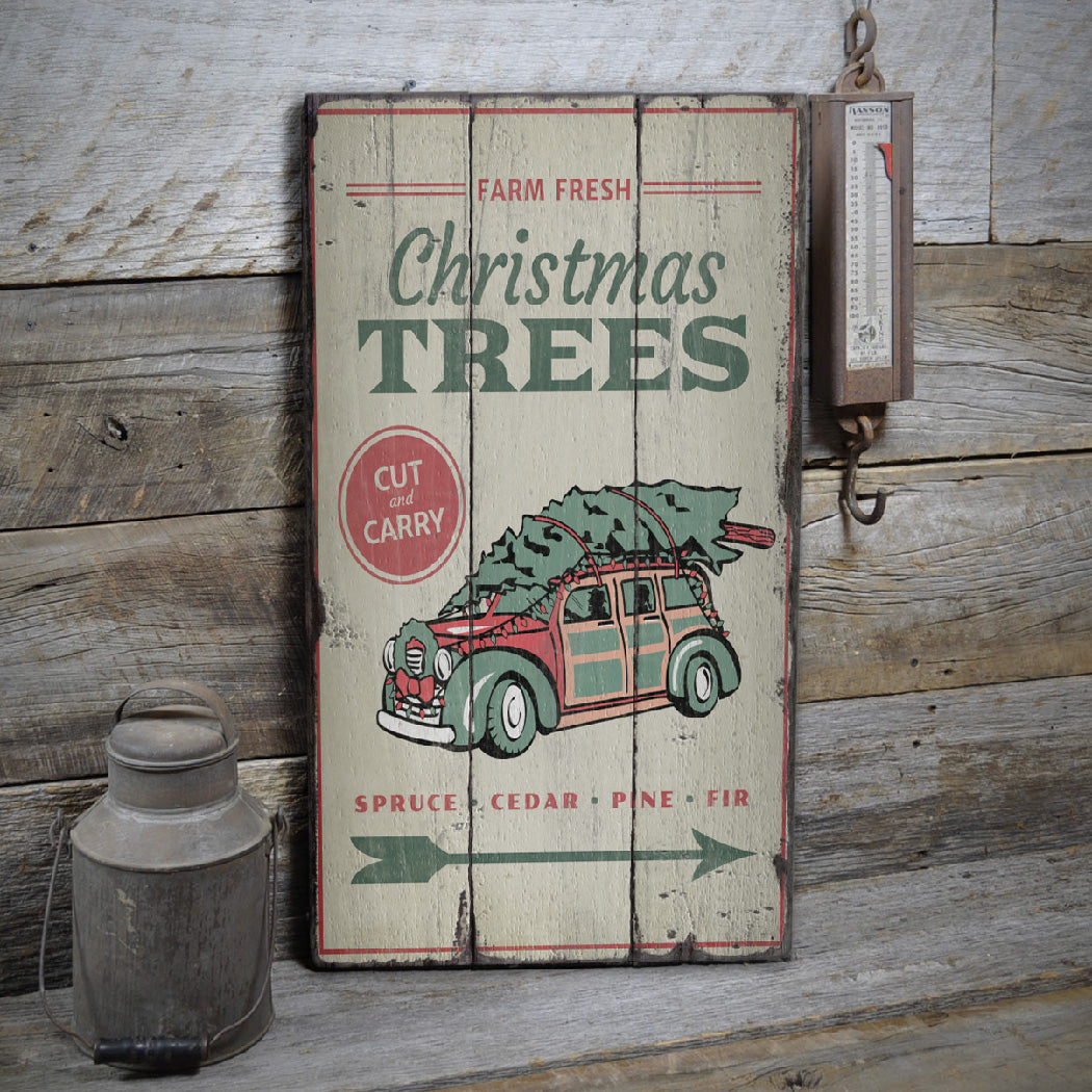 Farm Fresh Christmas Trees Rustic Wood Sign