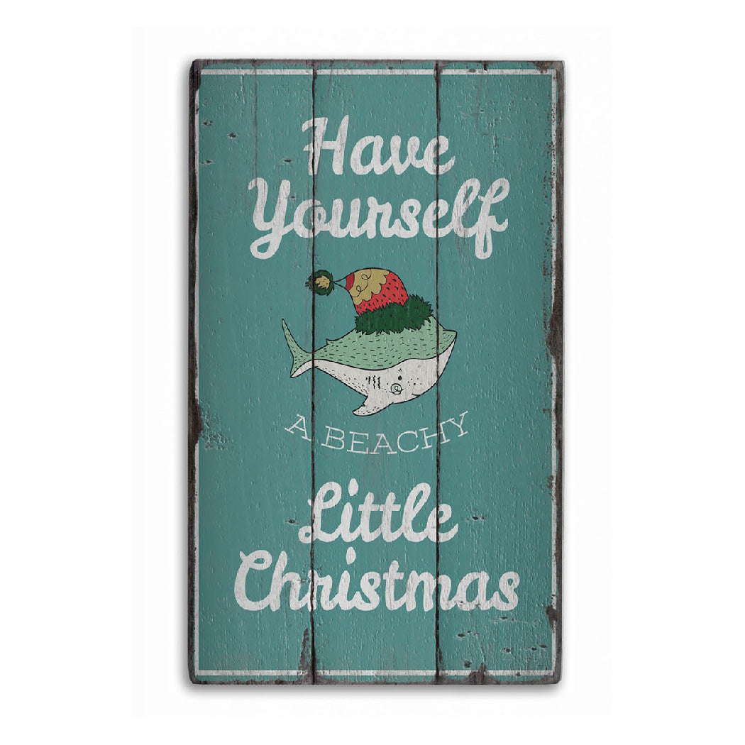 Beachy Little Christmas Rustic Wood Sign