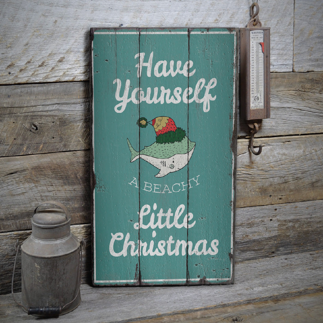 Beachy Little Christmas Rustic Wood Sign