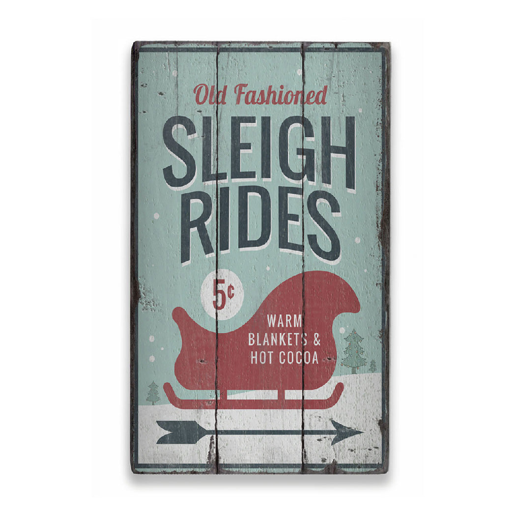 Sleigh Rides Arrow Rustic Wood Sign