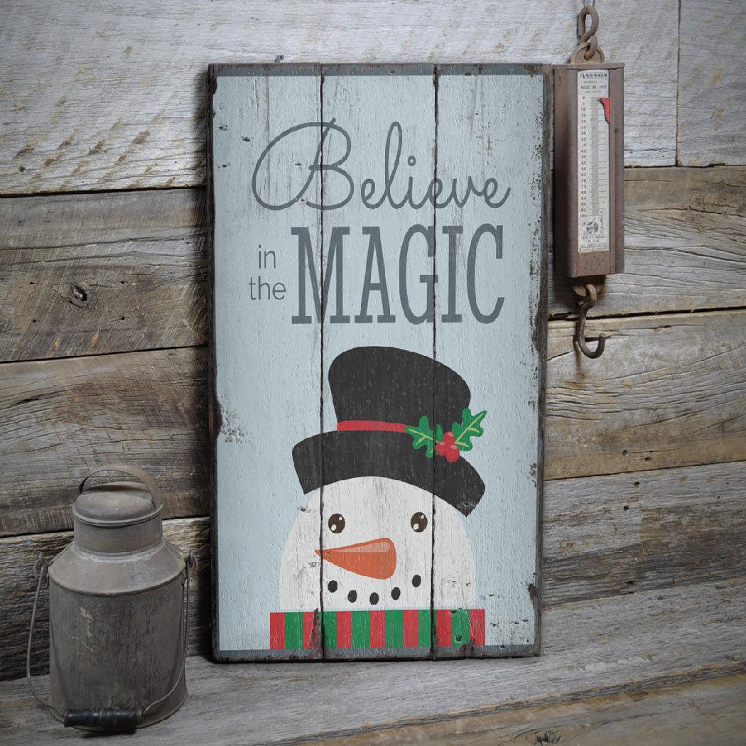 Believe in the Magic Christmas Rustic Wood Sign