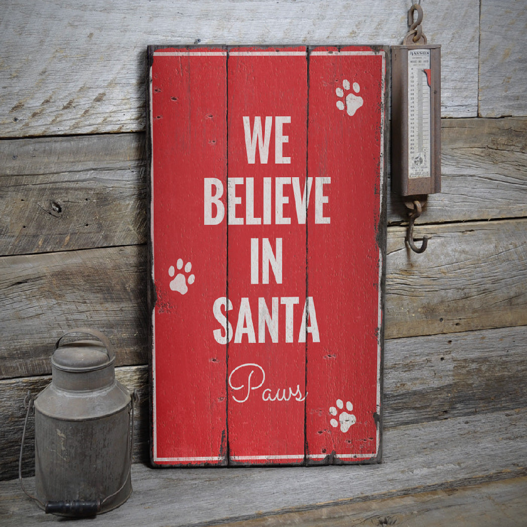 Santa Paws Rustic Wood Sign