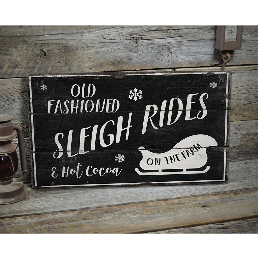 Old Fashioned Sleigh Rides Rustic Wood Sign