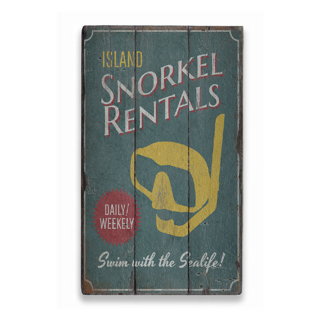 Island Snorkel Rentals Rustic Wood Sign