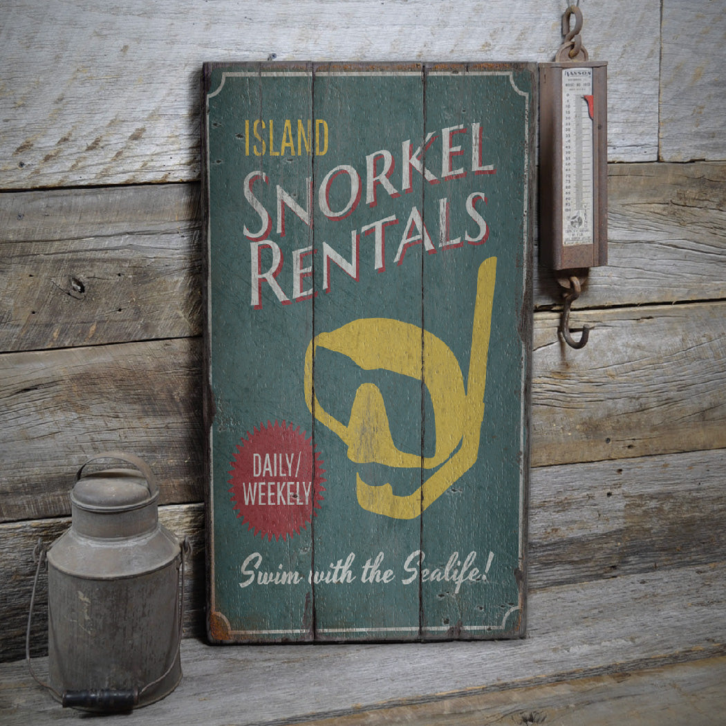 Island Snorkel Rentals Rustic Wood Sign