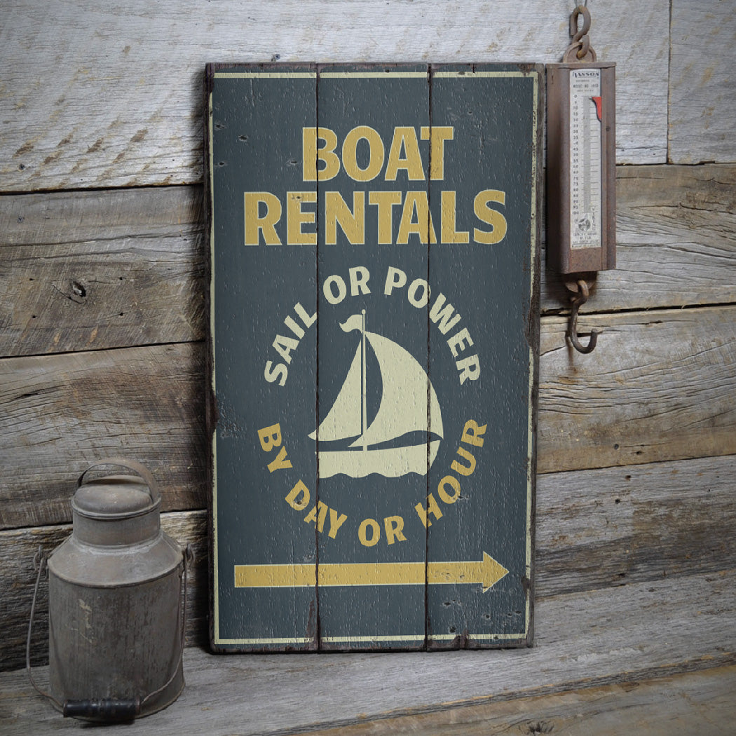 Marina Rentals Rustic Wood Sign