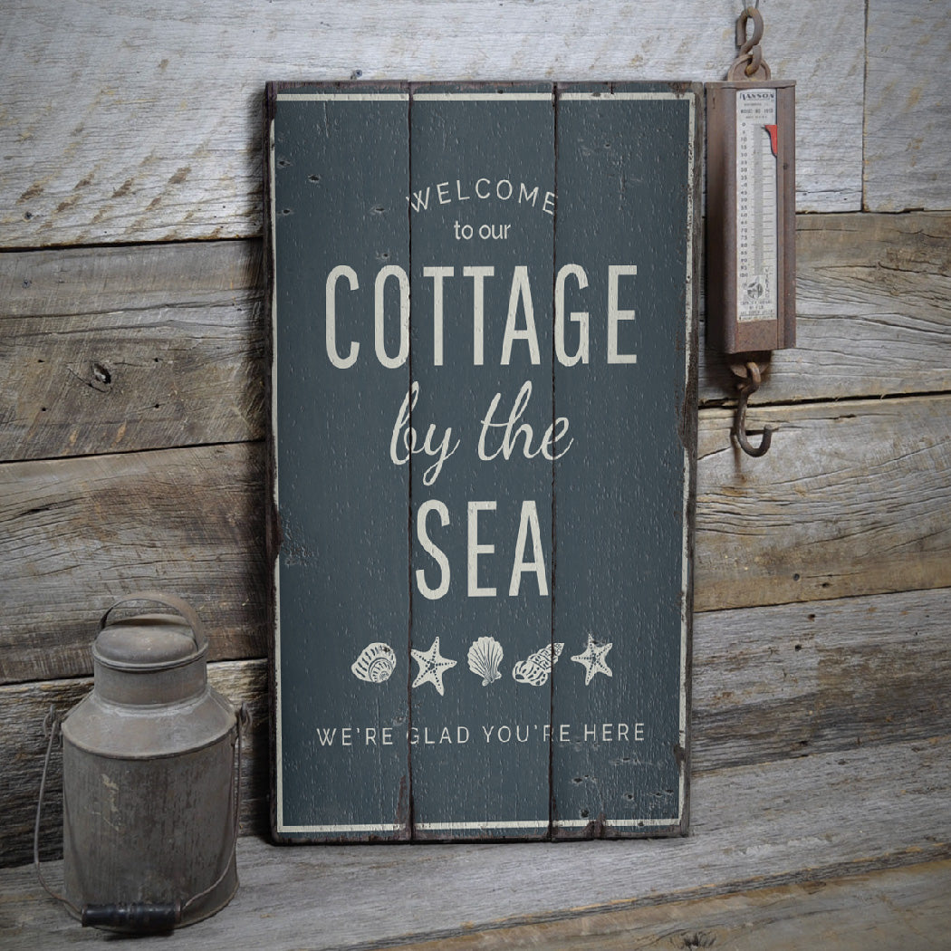 Cottage by the Sea Rustic Wood Sign