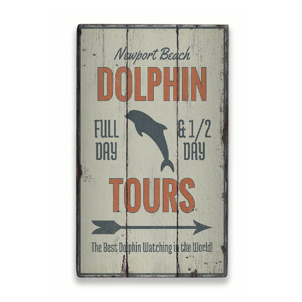 Dolphin Tours Arrow Rustic Wood Sign