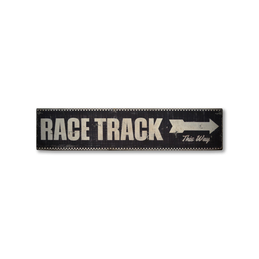 Race Tracks Rustic Wood Sign