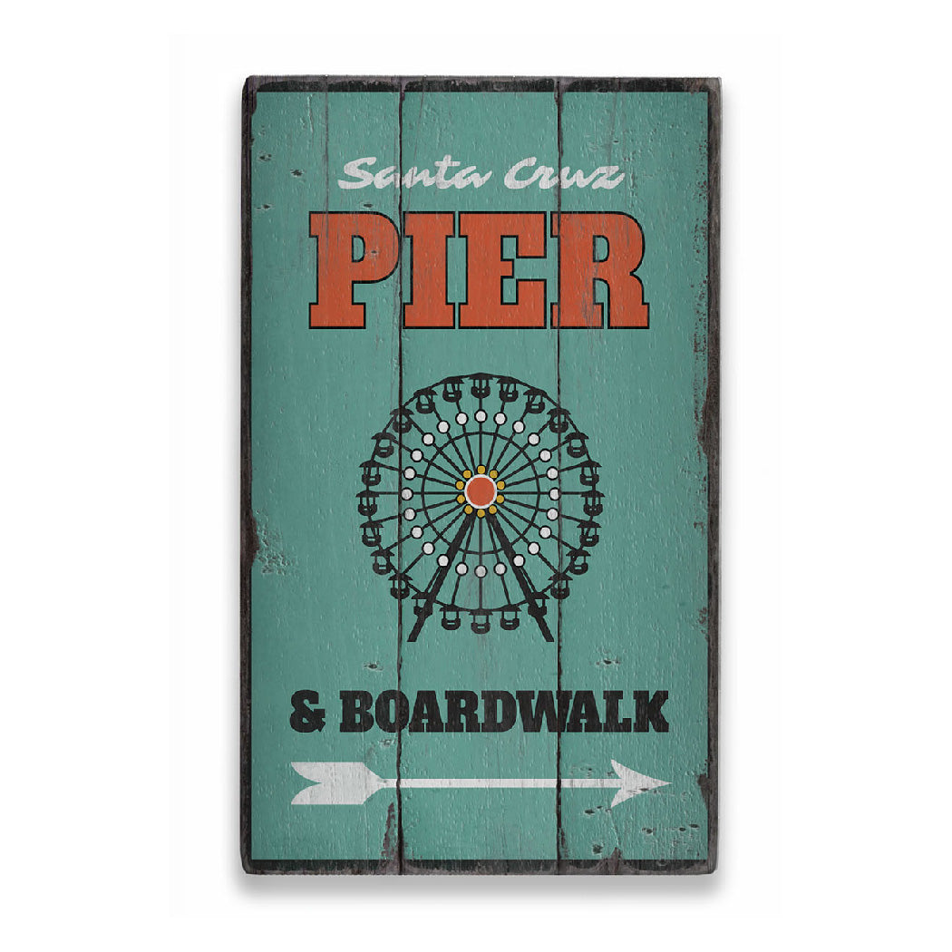 Pier and Boardwalk Rustic Wood Sign