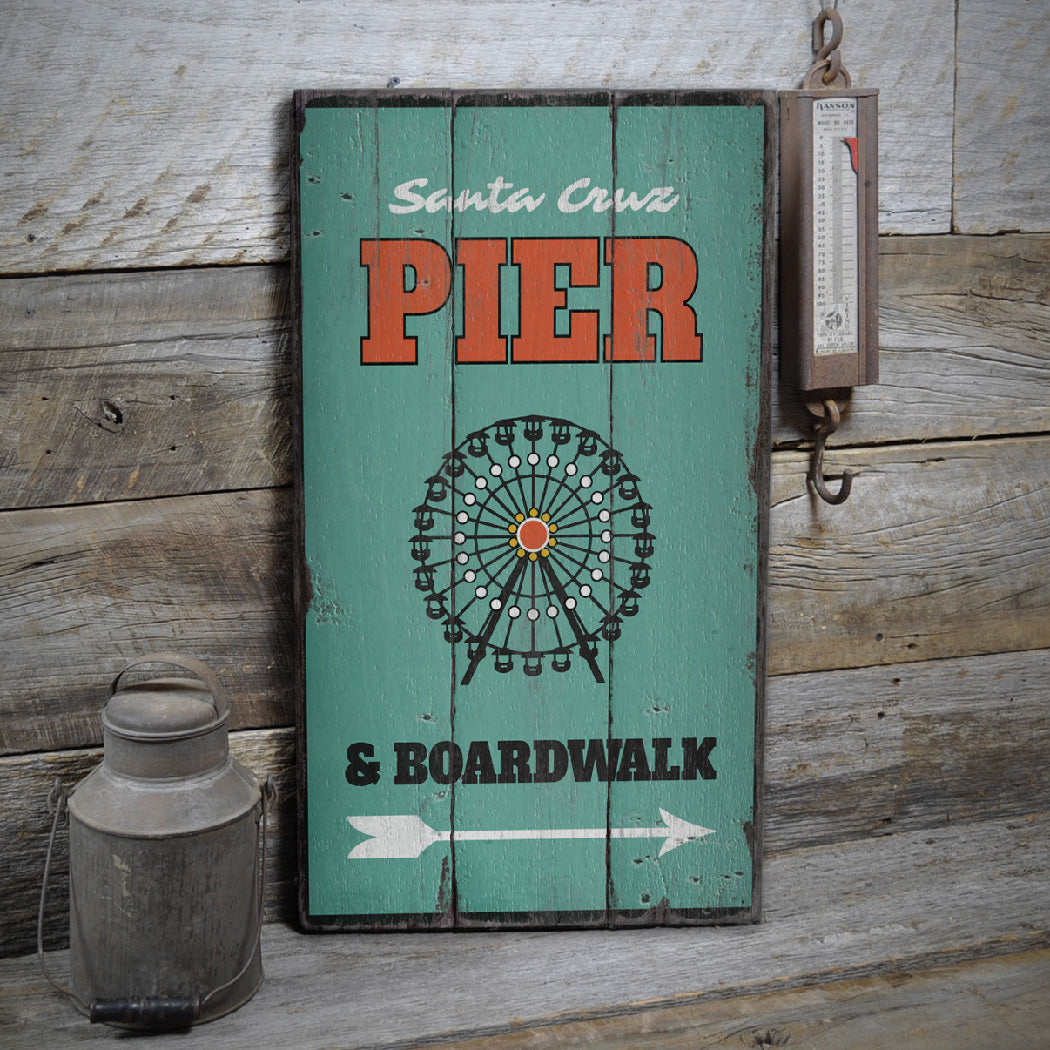 Pier and Boardwalk Rustic Wood Sign