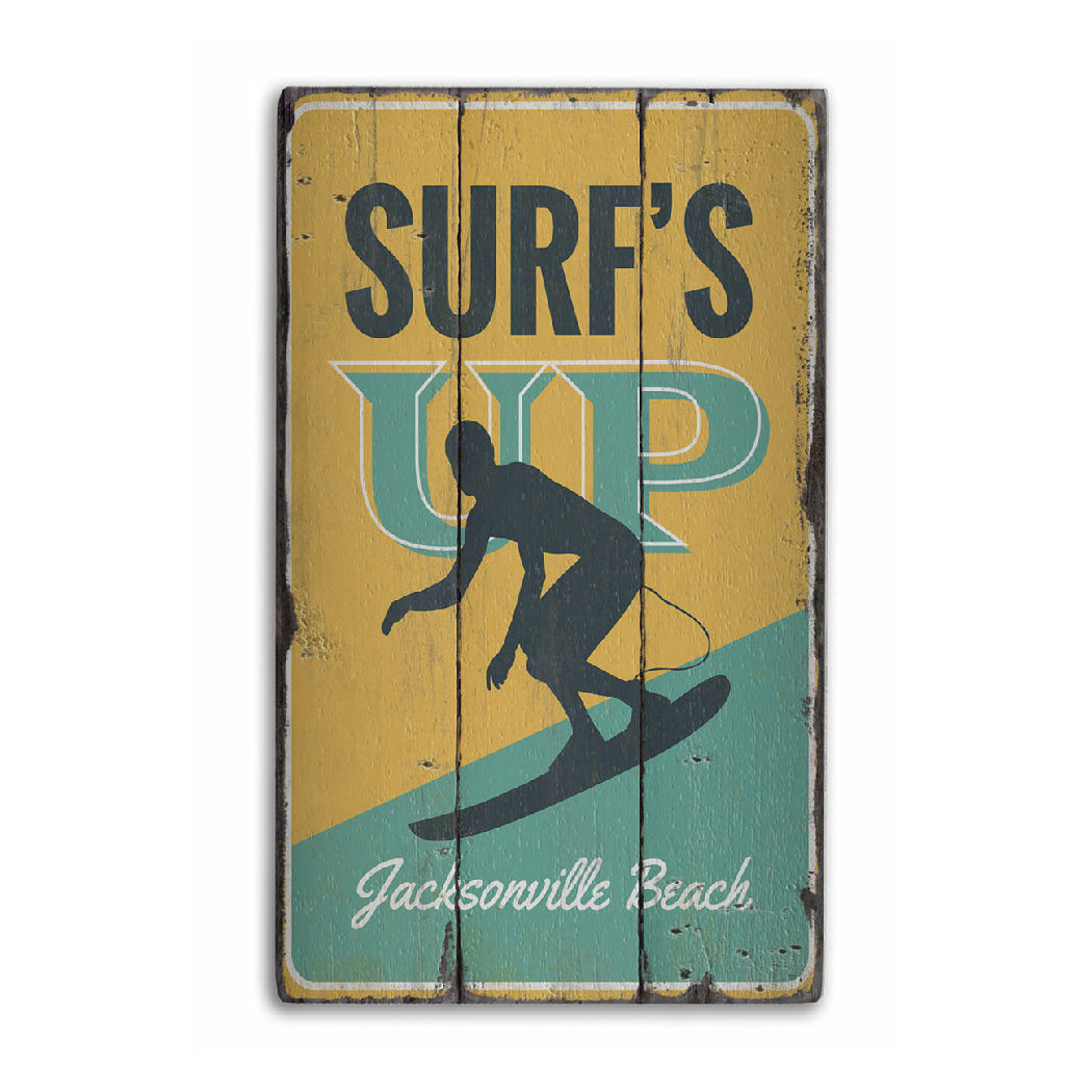 Surfs Up Rustic Wood Sign