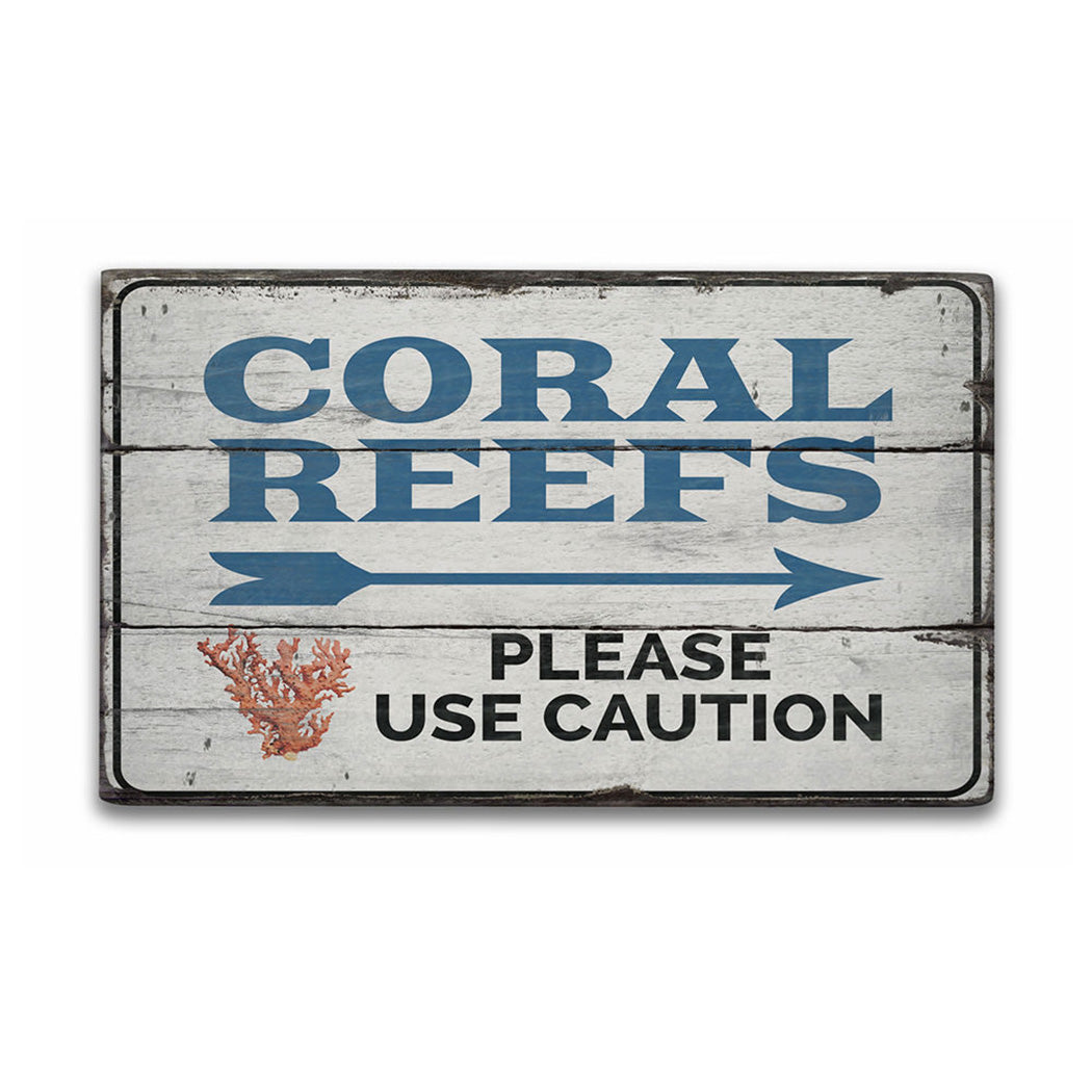 Coral Reefs Rustic Wood Sign