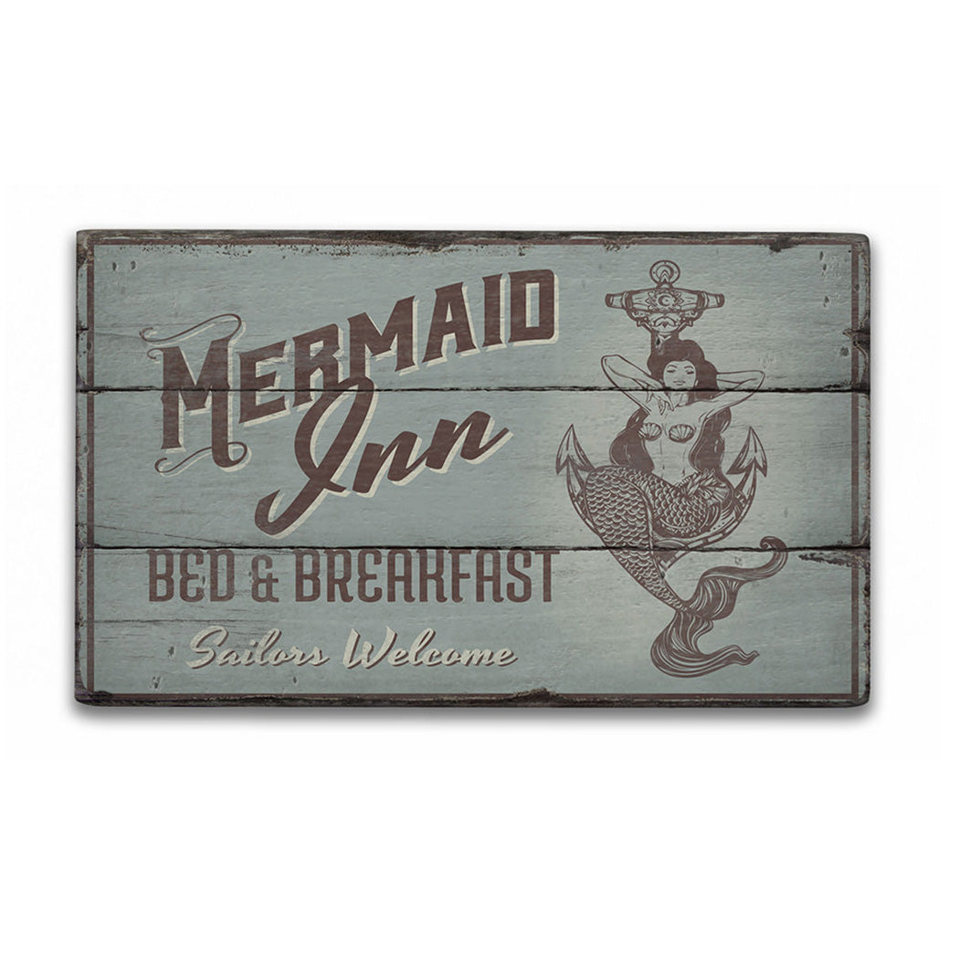 Mermaid Inn Rustic Wood Sign