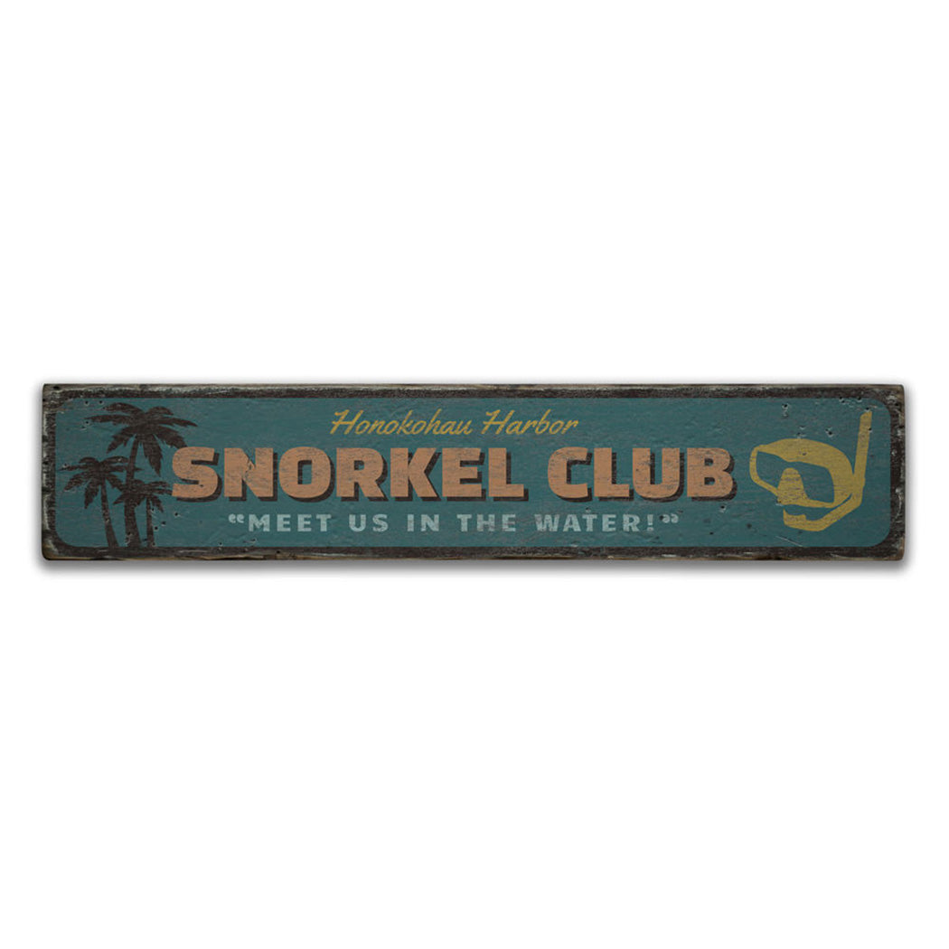 Snorkel Club Rustic Wood Sign