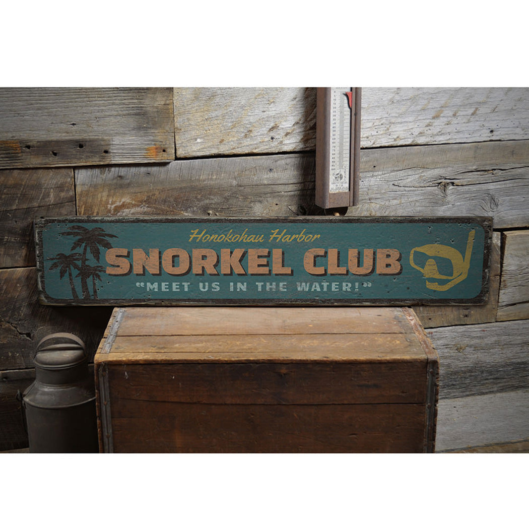 Snorkel Club Rustic Wood Sign