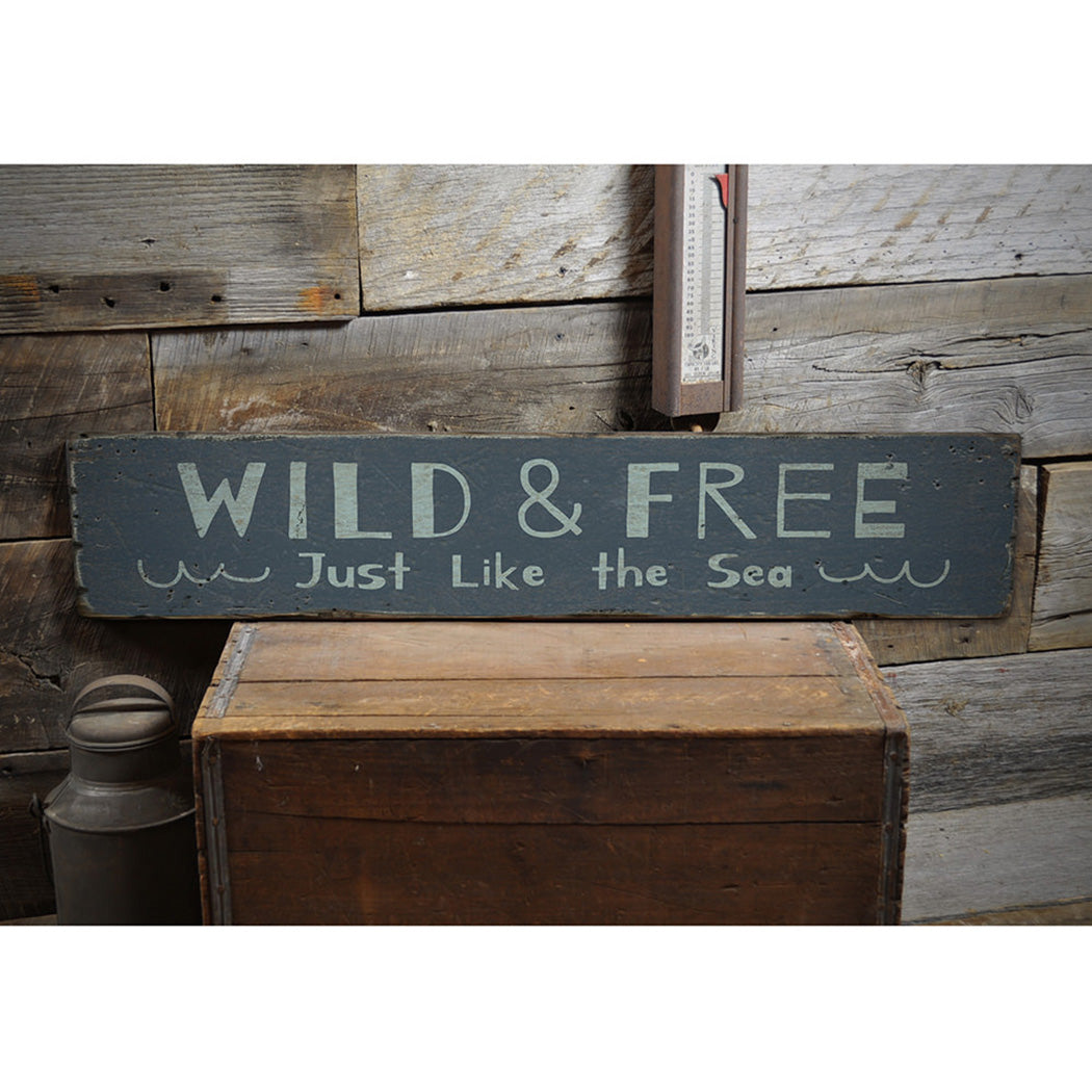 Beach Wild and Free Rustic Wood Sign