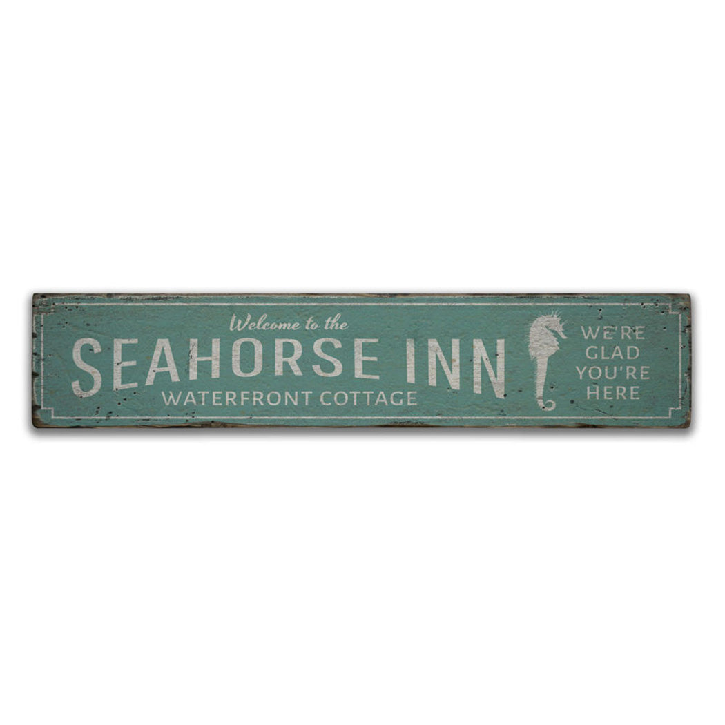 Seahorse Inn Welcome Rustic Wood Sign