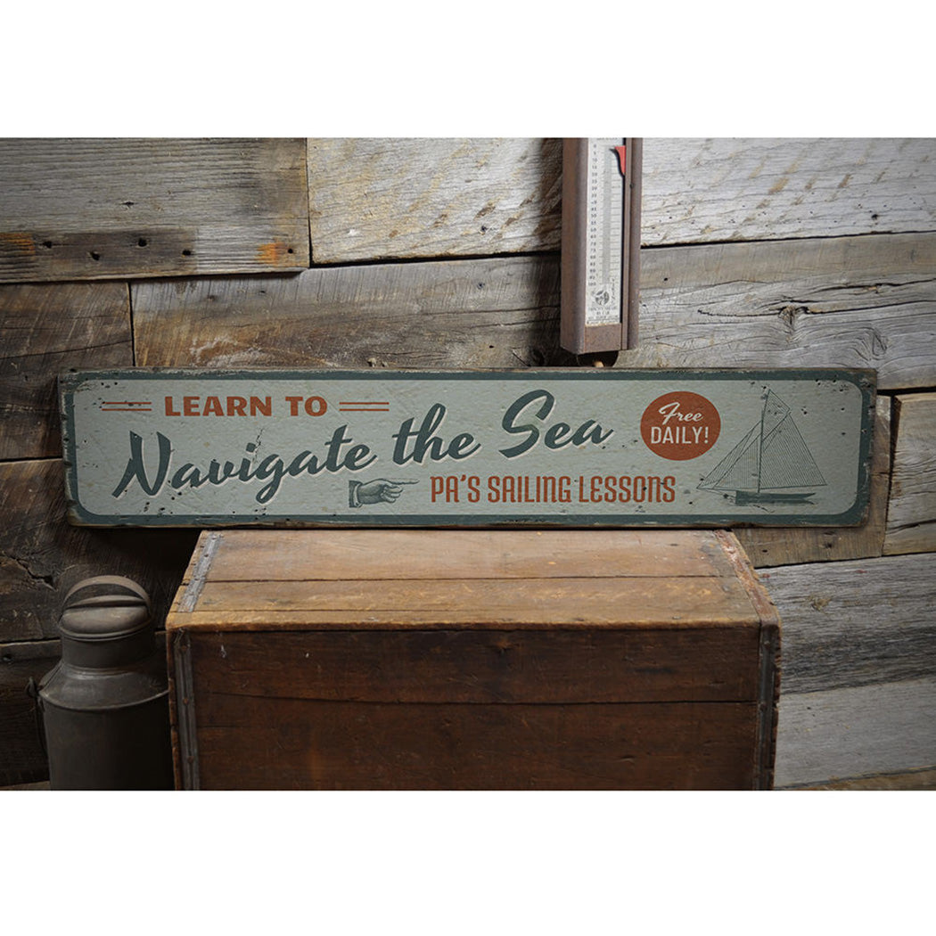 Navigate the Sea Rustic Wood Sign