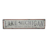 Lake Michigan Lat/Long Rustic Wood Sign