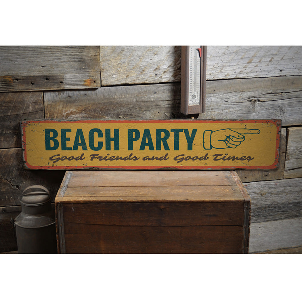 Beach Party Directional Rustic Wood Sign