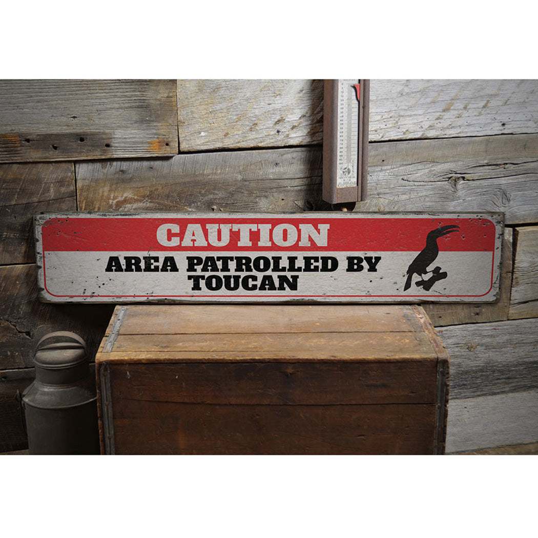 Toucan Caution Rustic Wood Sign