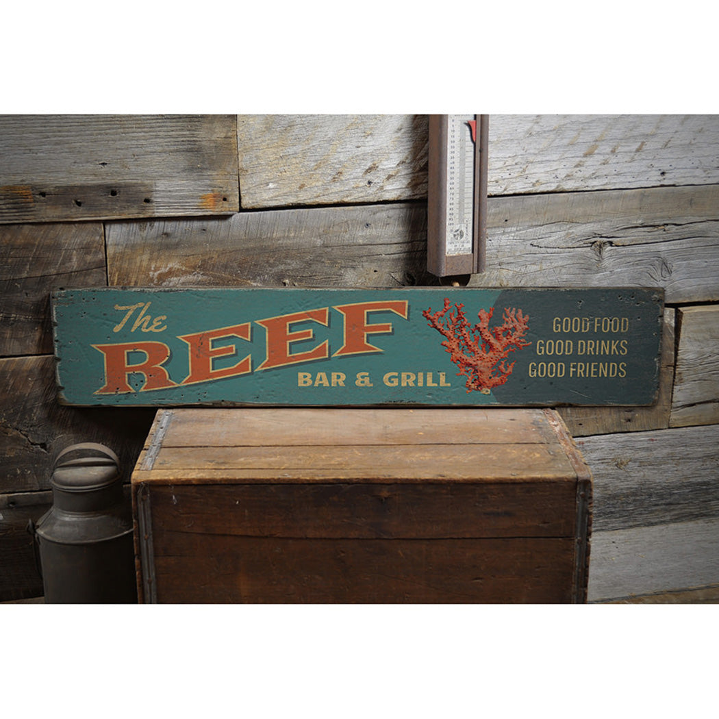 Reef Bar and Grill Rustic Wood Sign